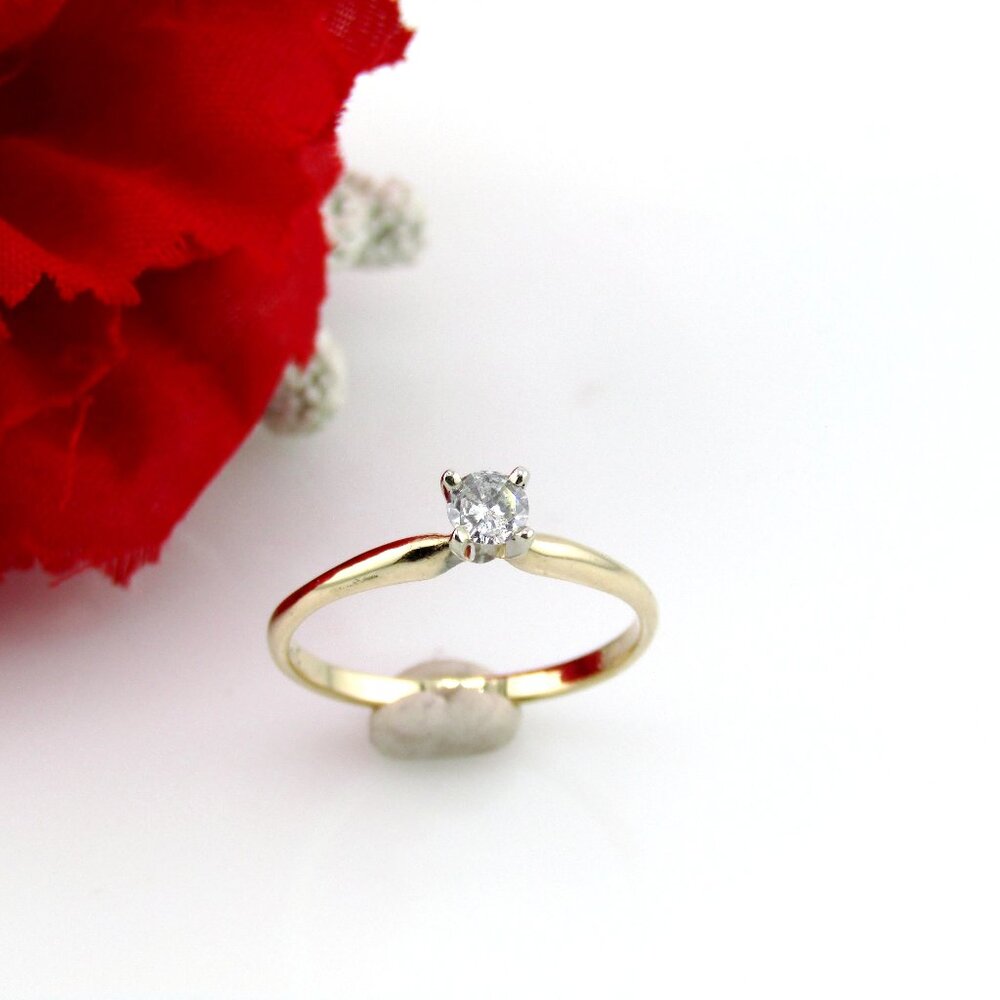 Natural Round Diamond Engagement Ring 10k Yellow Gold Sz 6 Genuine Real
